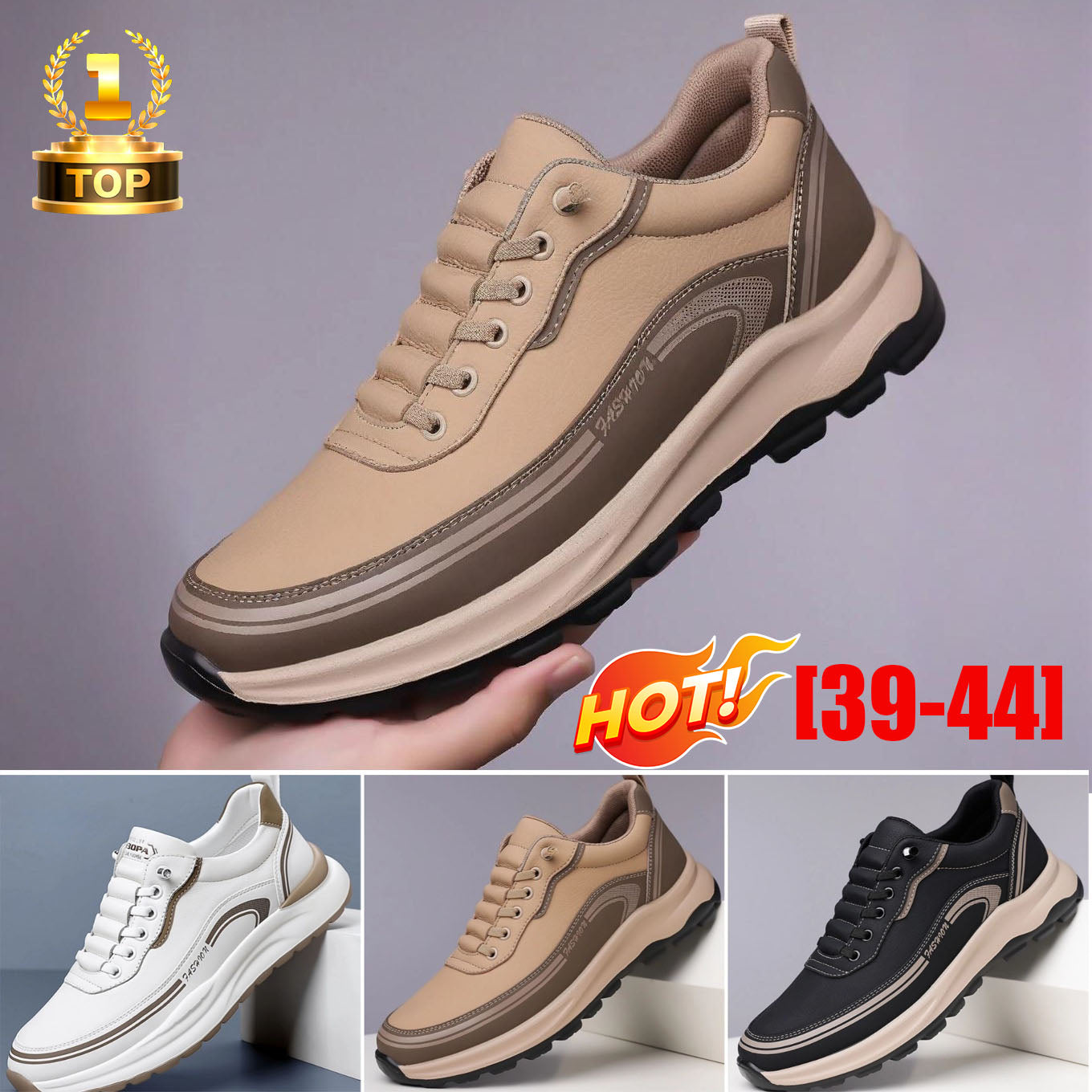 【39-45】Pantofi sport din piele rezistentă la apă și murdărie, cu talpă moale pentru confort maxim