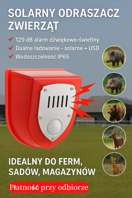 🚨🐦🐗【Bestseller】Solarny alarm dźwiękowy i świetlny – skuteczny odstraszacz ptaków i dzików