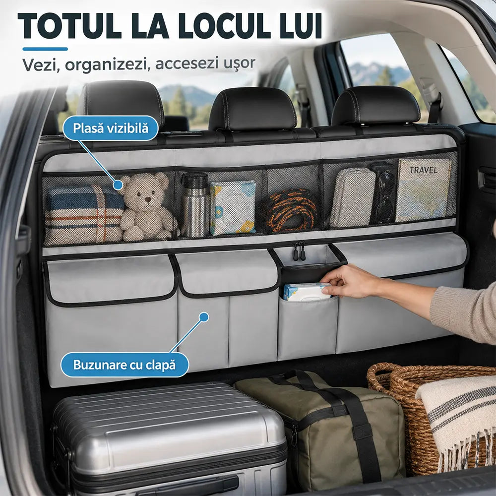 🚗 Organizator Auto Suspendant pentru Portbagaj – Eliberează Podeaua Portbagajului și Păstrează Totul Ordonat! ✨📦