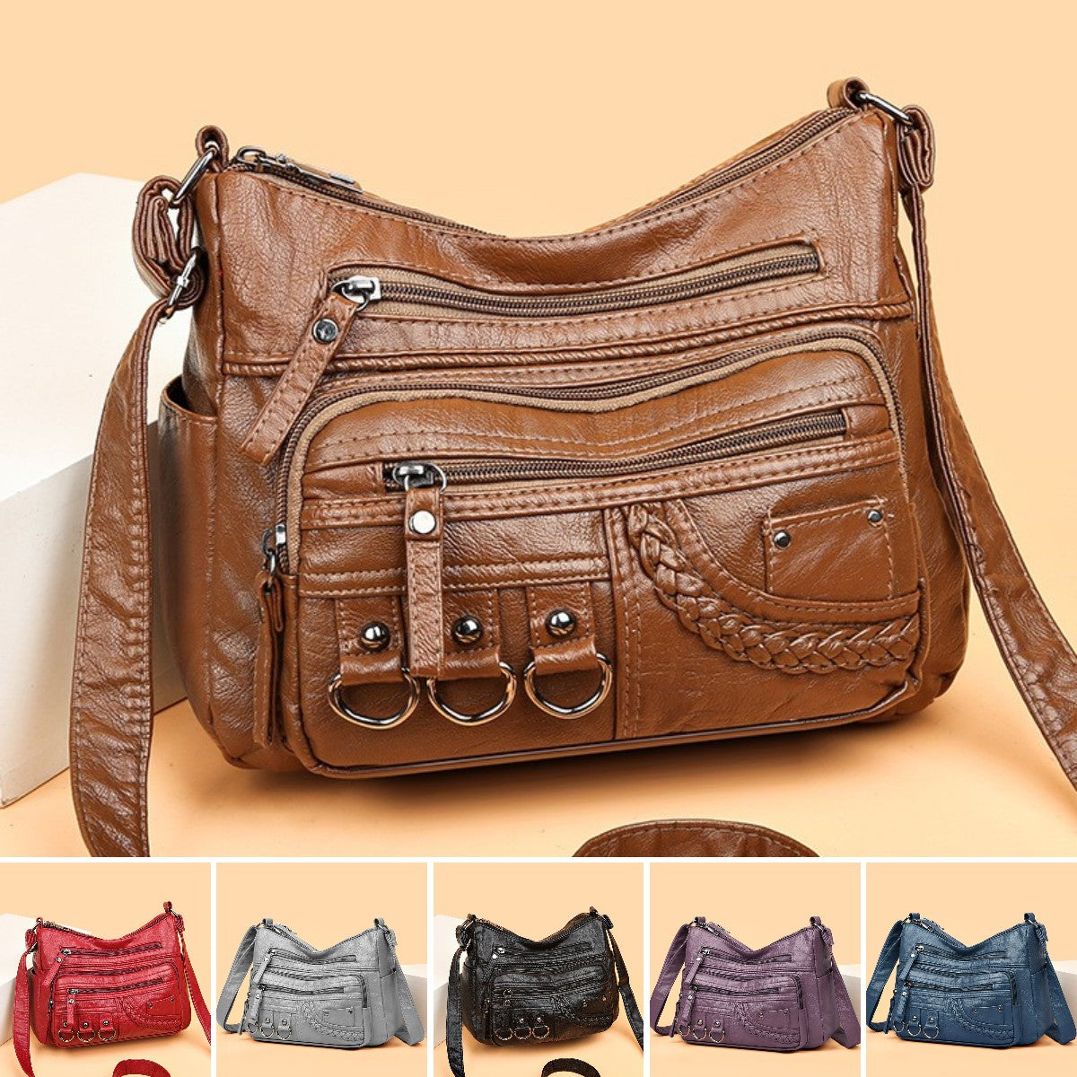 💥【50% de descuento por tiempo limitado】👜Bolso bandolera de cuero suave de gran capacidad 2026