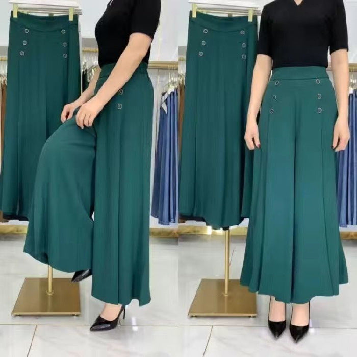 【M-5XL】Pantaloni eleganți, plisați, cu talie înaltă și croială largă, pentru femei