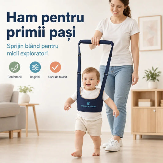 Ham de Învățat Mersul pentru Bebelauși 2 în 1 – Respirabil, Ergonomic și Protecție Anti-Cădere 👶🚼