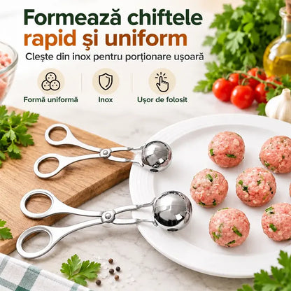 🧆 Clește Multifuncțional din Oțel Inox pentru Chiftele (1+1 GRATIS) - Forme Perfecte Fără Mâini Murdare!