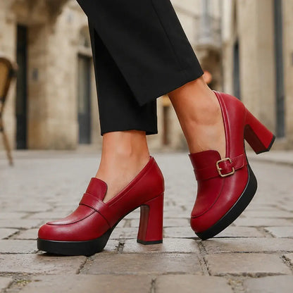 🔥👠【35-40】Ghete noi din piele, colecția 2026, cu toc masiv. Ghete moderne cu toc înalt pentru femei.