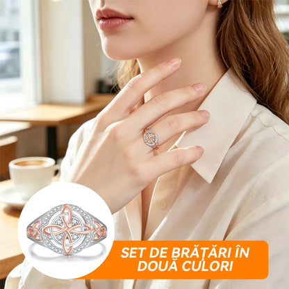 🛍️ Ofertă Șoc: 1+1 GRATIS! Set Premium de Bijuterii Nod Celtic (Brățară + Inel) | Design Premium, Textură Strălucitoare