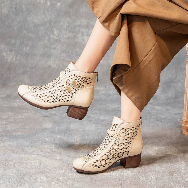 👢【35-40】 2026 Lato Nowe Oddychające Botki Na Grubym Obcasie-3913976