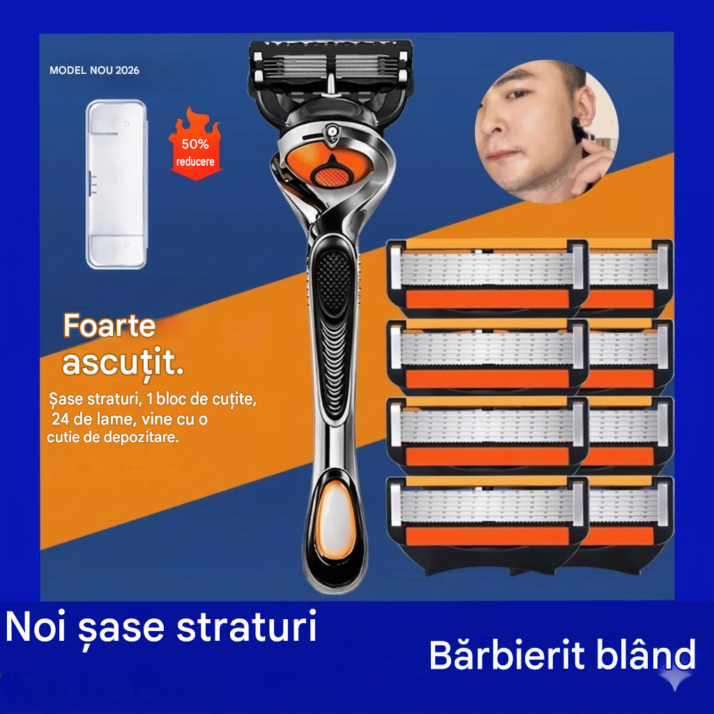 Set cartușe de ras pentru bărbați + suport - Lame din oțel inoxidabil ultra-ascuțite pentru un bărbierit fin 🪒✨