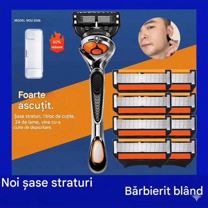 Set cartușe de ras pentru bărbați + suport - Lame din oțel inoxidabil ultra-ascuțite pentru un bărbierit fin 🪒✨