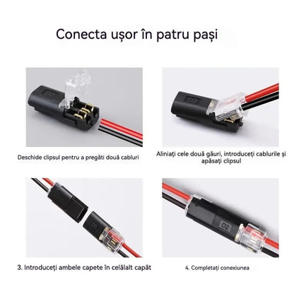 ⏰ 【50 buc】 Conector electric dublu cu clemă de blocare, închidere de siguranță și protecție anti-alunecare ⚡️