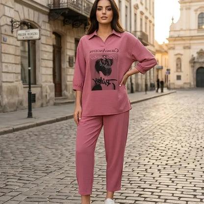 Set Modern de Damă din Două Piese, Design Casual-Chic, Disponibil în Mai Multe Culori Elegante