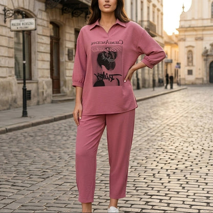 Set Modern de Damă din Două Piese, Design Casual-Chic, Disponibil în Mai Multe Culori Elegante