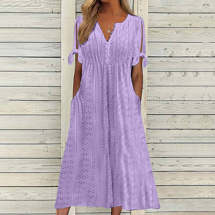 【🏆Cele mai bine vândute produse】👗 Rochie simplă și delicată, de culoare uni
