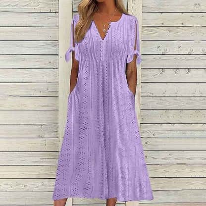 【🏆Cele mai bine vândute produse】👗 Rochie simplă și delicată, de culoare uni