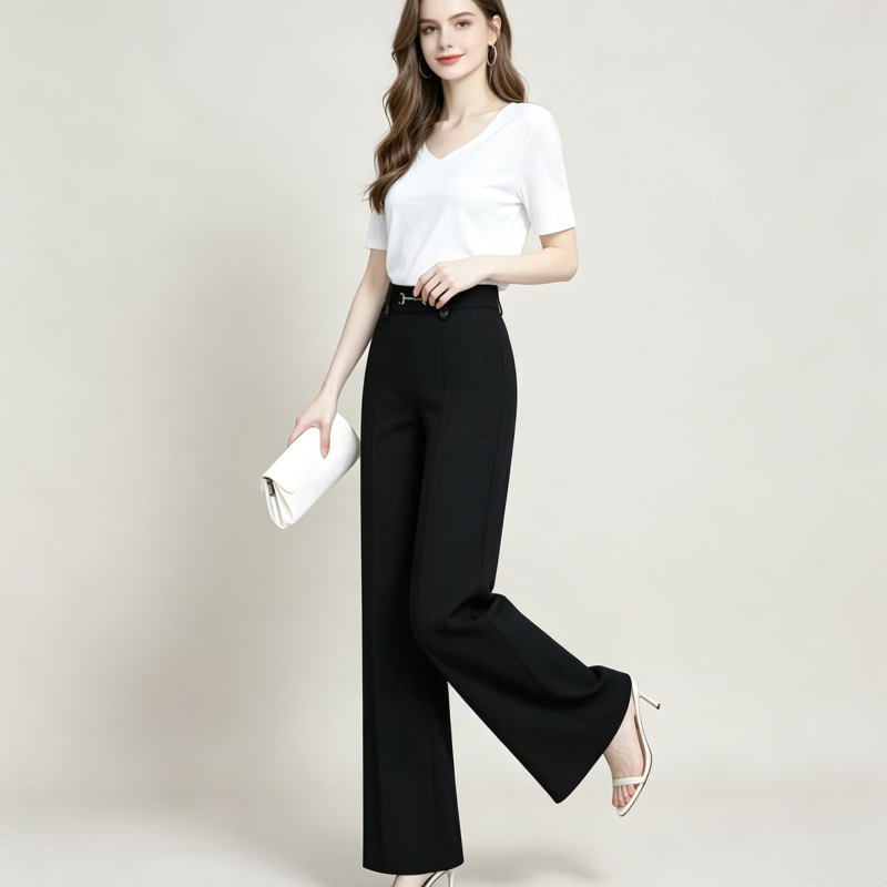 【M-4XL】Pantaloni drepți noi de înaltă calitate, pantaloni casual de îmbrăcăminte exterioară de vară, pantaloni simpli subțiri cu talie înaltă