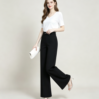 【M-4XL】Pantaloni drepți noi de înaltă calitate, pantaloni casual de îmbrăcăminte exterioară de vară, pantaloni simpli subțiri cu talie înaltă