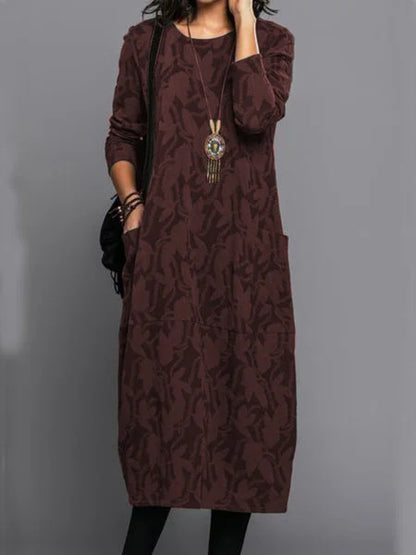 🔥Tallas S-3XL: ¡Especial de invierno! Vestido único con bolsillos y cuello redondo, elegante y con estilo.