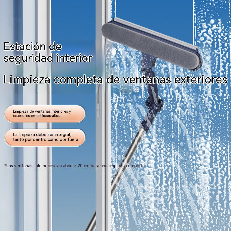 🧼✨ 2-in-1 Scrub & Squeegee Double-Sided Window Cleaner📏 with Extended Handle for High-Rise Glass Cleaning Tool