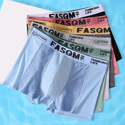 🔥【6 buc】Boxeri bărbătești din material Air Mesh Ice Silk. Elastic, confortabil și respirabil.