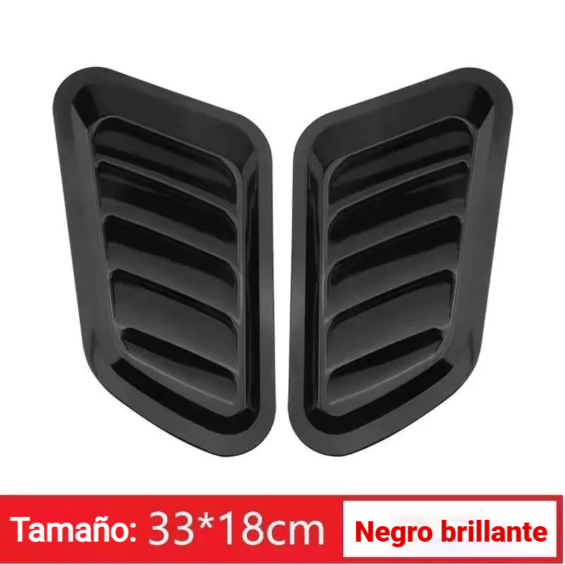 🚗【2 pares 32 euro】Modificación del coche: rejillas de ventilación falsas, embellecedor del capó de fibra de carbono