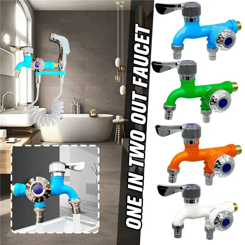 💥【Cumpărați 1 obțineți 1 gratuit】💥Robinet cu intrare dublă și ieșire dublă, rezistent la temperaturi ridicate, cu control dublu, protecție antiîngheț și anti stropire