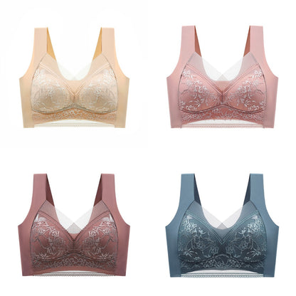 👙✨【Set 4 piese】Sutien damă confortabil, fără cusături, din dantelă elegantă