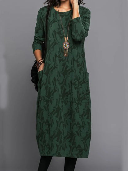 🔥Tallas S-3XL: ¡Especial de invierno! Vestido único con bolsillos y cuello redondo, elegante y con estilo.