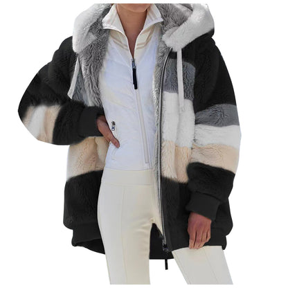 ☃️Ofertă limitată, reducere de 35%❄️【S-5XL】Jachetă de iarnă pentru femei, model nou 2026, groasă, cu dungi din pluș