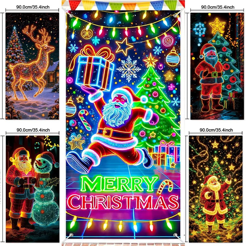 🎅【Kup 1, Drugi Gratis】🎄 Fluorescencyjny baner UV na drzwi i tło – idealny na dekoracje świąteczne i imprezy