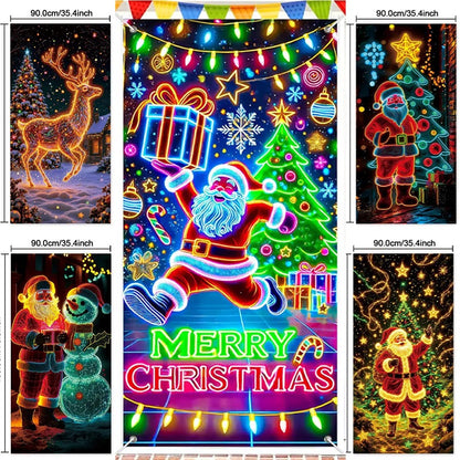 🎅【Kup 1, Drugi Gratis】🎄 Fluorescencyjny baner UV na drzwi i tło – idealny na dekoracje świąteczne i imprezy