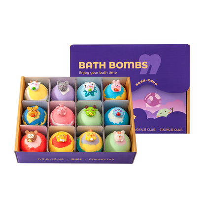 🌊👧【12 por 35 €】Juego de 12 bolas de sales de baño con forma de animales marinos (60 g cada una), aptas para niños.