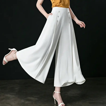 【M-5XL】Pantaloni eleganți, plisați, cu talie înaltă și croială largă, pentru femei