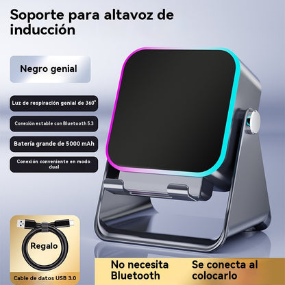 🔥📢 ¡50% DCTO! Altavoz Bluetooth 5 en 1 con Carga Inalámbrica y Soporte Ajustable para Teléfono 🎶⚡