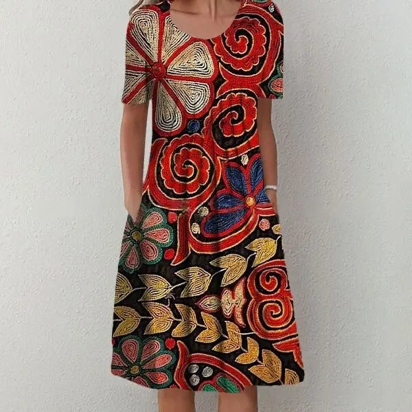 🔥S-5XL💗 Rochie midi cu imprimeu de grădină, nouă în 2026