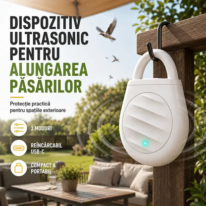 🕊️ Scapă de porumbei și păsări dăunătoare! Dispozitiv portabil cu ultrasunete pentru alungat păsările și insectele (Frecvență variabilă / Reîncărcabil USB / 3 culori)! ✨