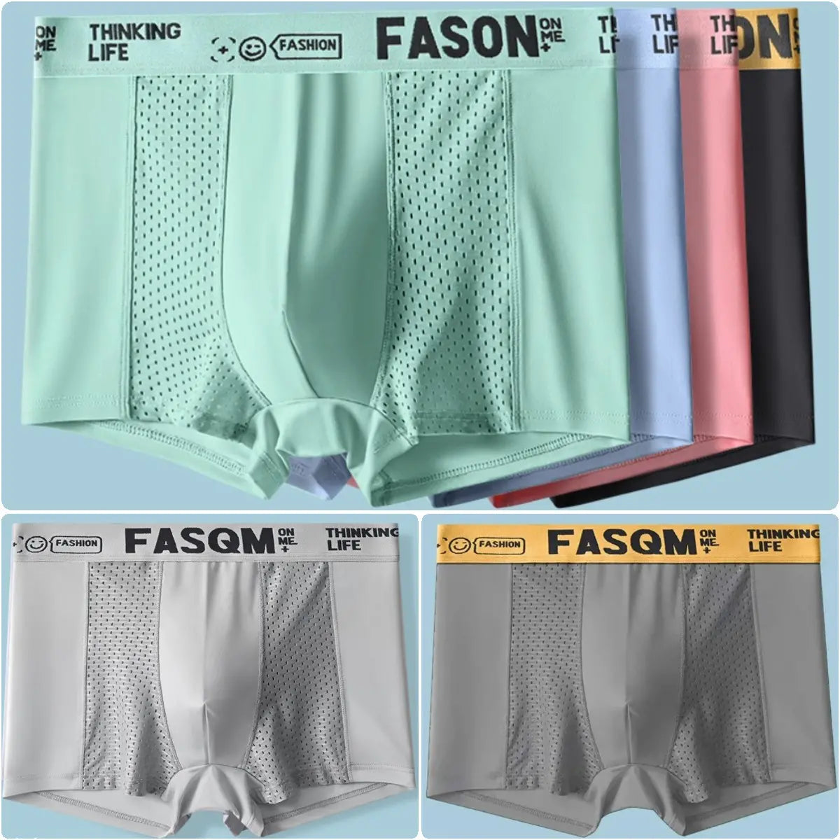 🔥【6 buc】Boxeri bărbătești din material Air Mesh Ice Silk. Elastic, confortabil și respirabil.