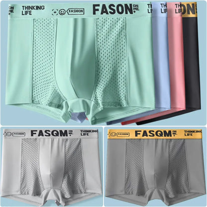 🔥【6 buc】Boxeri bărbătești din material Air Mesh Ice Silk. Elastic, confortabil și respirabil.