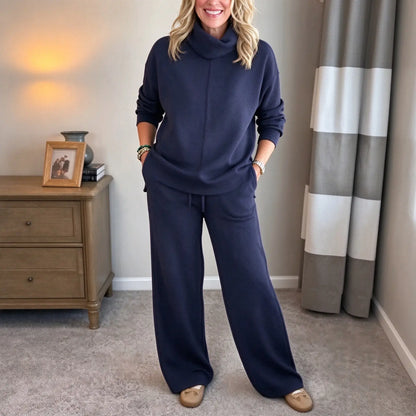 🍂🐏Set casual de iarnă pentru femei, de înaltă calitate: pulover minimalist cu guler înalt + pantaloni casual cu croială dreaptă🔥