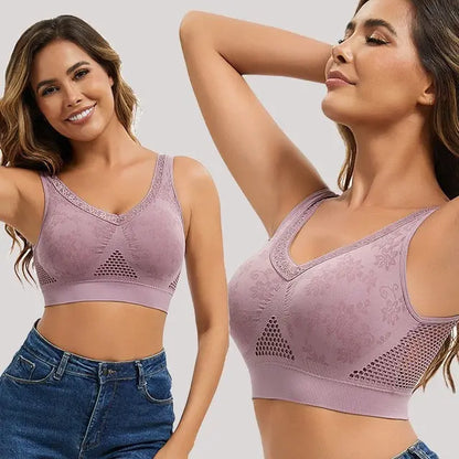 😍❤️【Set 3 bucăți】✨ Sutien din dantelă fără sârmă pentru femei — potrivit pentru 40–120 kg