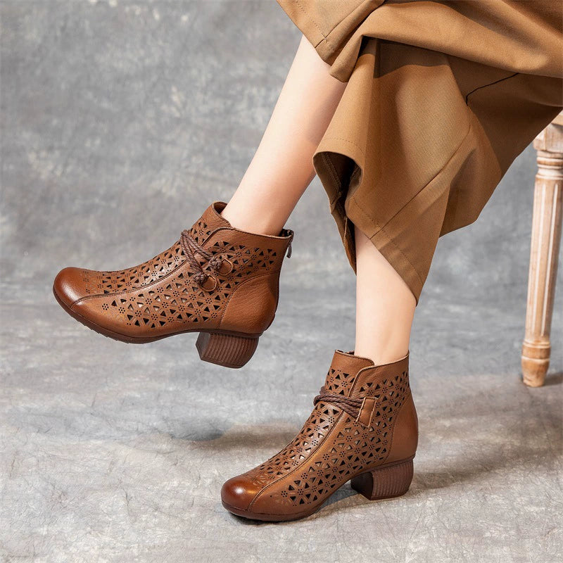 👢【35-40】 2026 Lato Nowe Oddychające Botki Na Grubym Obcasie-3913976