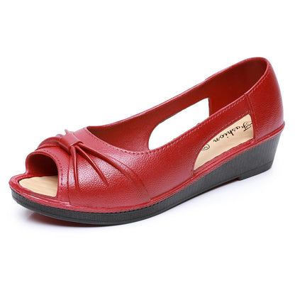 🌼【36-40】 Stylowe sandały damskie w jednolitym kolorze, miękka podeszwa na platformie, buty z wycięciami, otwarty palec u nogi, buty w kształcie kostki na lato-3970573