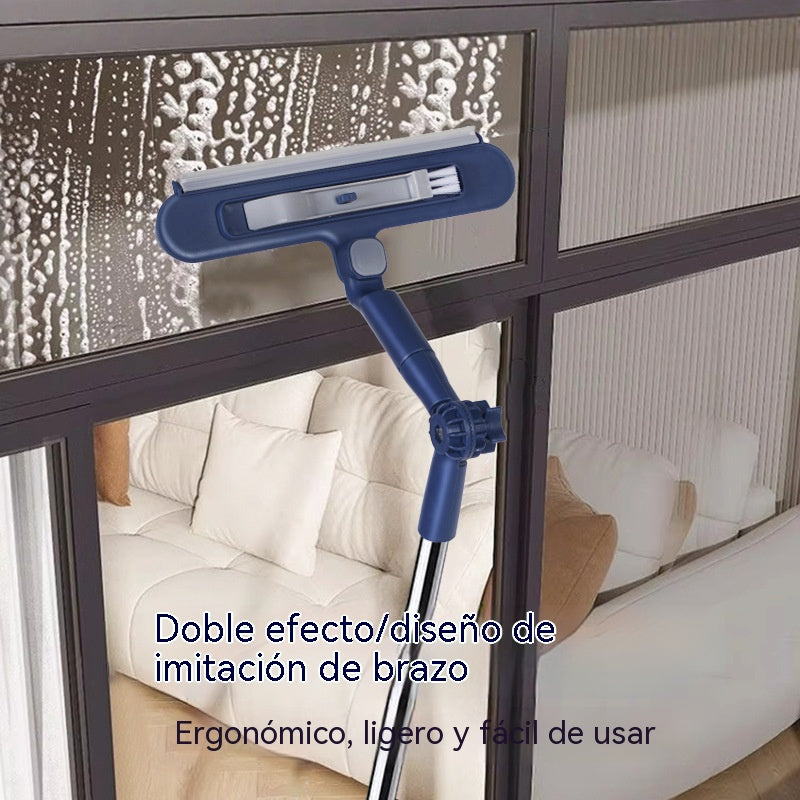 🧼✨ 2-in-1 Scrub & Squeegee Double-Sided Window Cleaner📏 with Extended Handle for High-Rise Glass Cleaning Tool