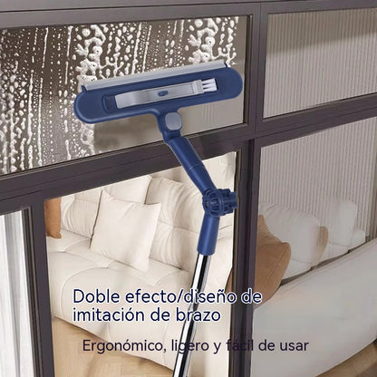 🧼✨ 2-in-1 Scrub & Squeegee Double-Sided Window Cleaner📏 with Extended Handle for High-Rise Glass Cleaning Tool