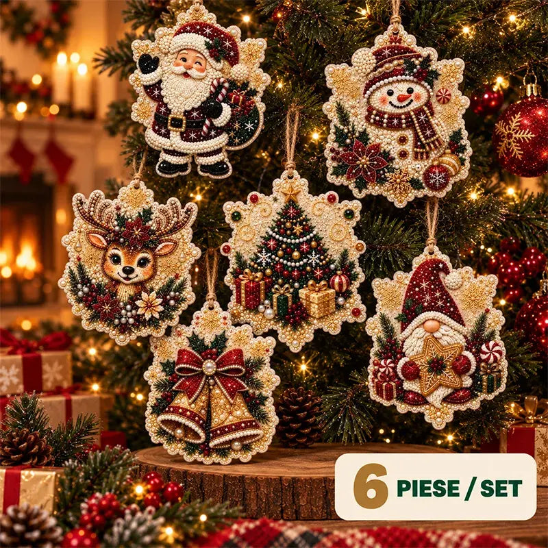 🎄 Set 6 Decorațiuni DIY de Crăciun cu Diamante – Proiect Creativ pentru Familie, Perfecte pentru Brad, Fereastră sau Cadouri!