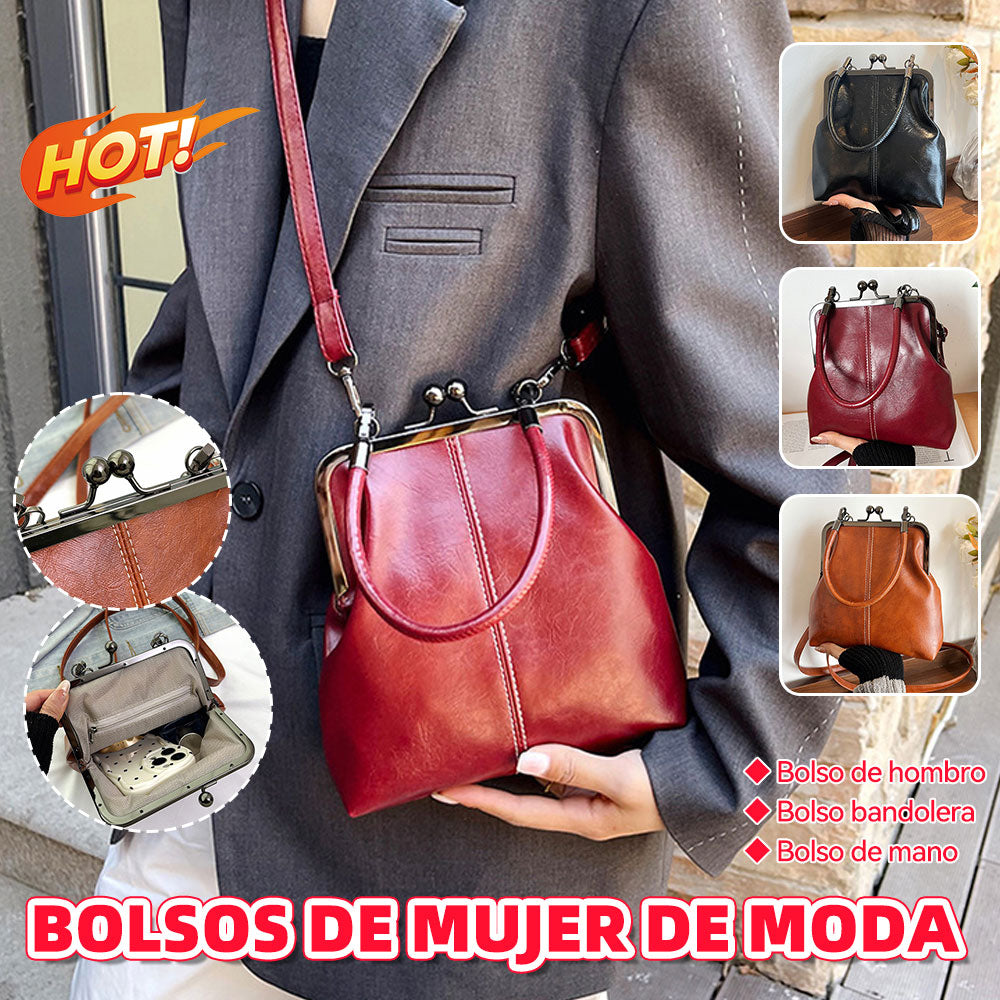 🎒Bolso retro con cierre metálico firme y diseño versátil para uso diario