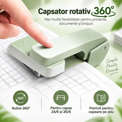📚 Capsator Rotativ 360° în Nuanțe Gradient (+ 2000 Capsat GRATIS) - Capsare Ușoară și Fără Efort pentru Birou și Școală!