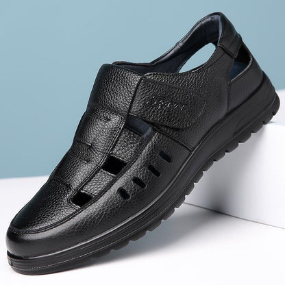 【39-45】👞Sandale bărbătești respirabile, casual, din piele naturală, cu design perforat, colecția de vară 2026.