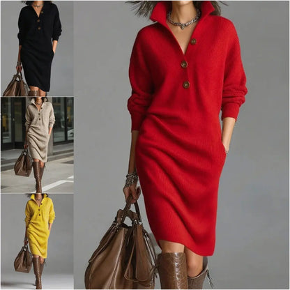 🔥【S-3XL】Rochie tricotată cu guler, stil european și american, colecția 2026