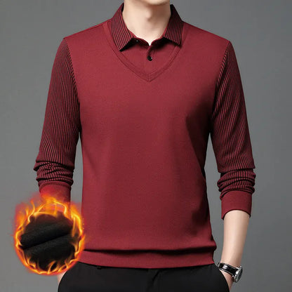 【M-4XL】 👔 Tricou Polo Bărbătesc cu Mânecă Lungă "2 în 1" · Căptușit și Călduros · Design Elegant cu Guler Clasicsi Mâneci cu Dungi · Stil Casual & Business!