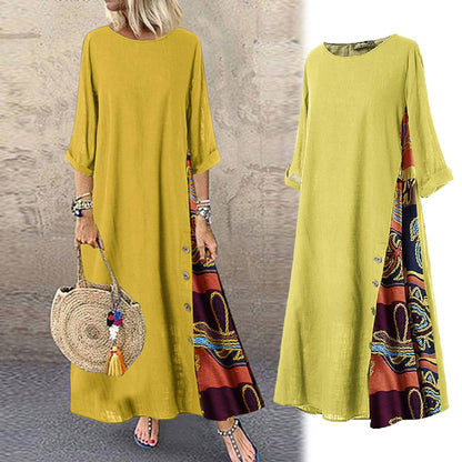 ✨💕【Oferte speciale de vară🔥】【M-5XL】 Noua rochie elegantă retro casual imprimată 2025-4038512