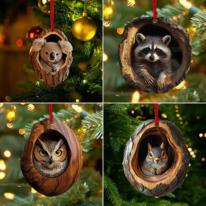 【10 bucăți】🎄Ornament pentru bradul de Crăciun cu animale. Ornament suspendat cu animale mici.